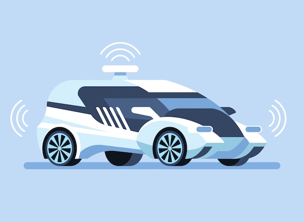 Autonome zelfrijdende auto illustratie