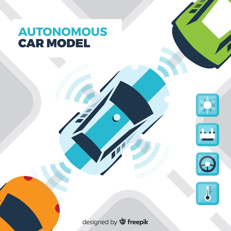 Vector autonomous car with flat design 