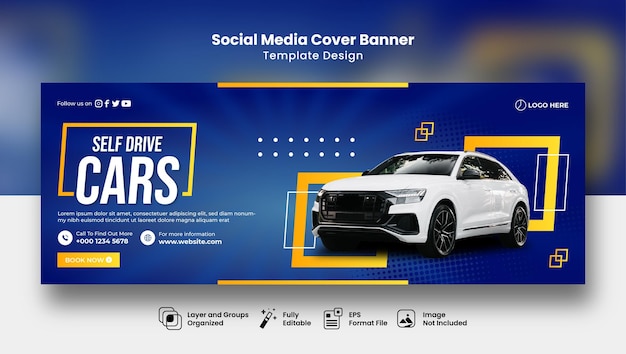 Autoverhuur en verkoop cover banner of social media post ontwerpsjabloon