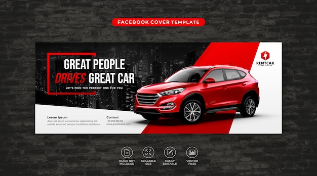 Autoverhuur en verkoop social media facebook cover sjabloon vector