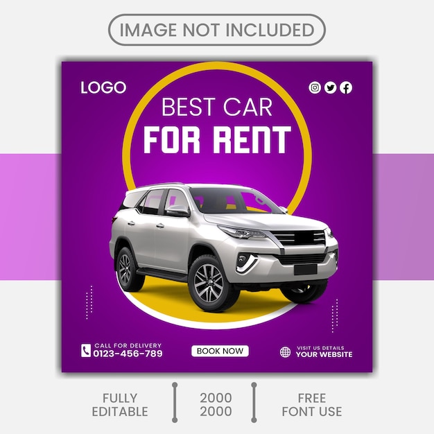 Autoverhuur promotie sociale media instagram post of vierkante flyer-sjabloon