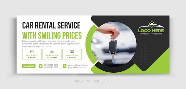 Vector autoverhuur service facebook cover design template web banner template design voor social media post