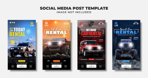 Vector autoverhuur social media instagram verhaal banner en flyer template