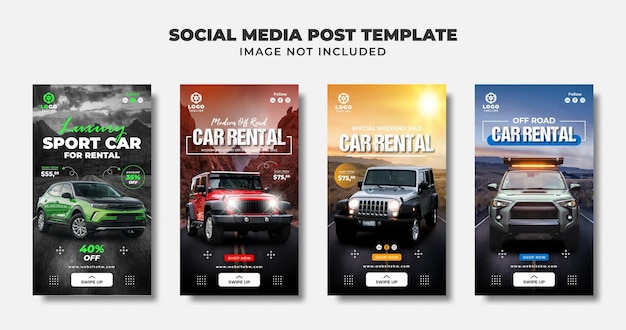 Vector autoverhuur social media instagram verhaal banner en flyer template