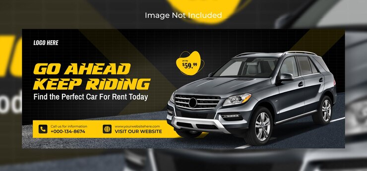 Autoverhuurpromotie sociale media Facebook omslagbannersjabloon Premium vector