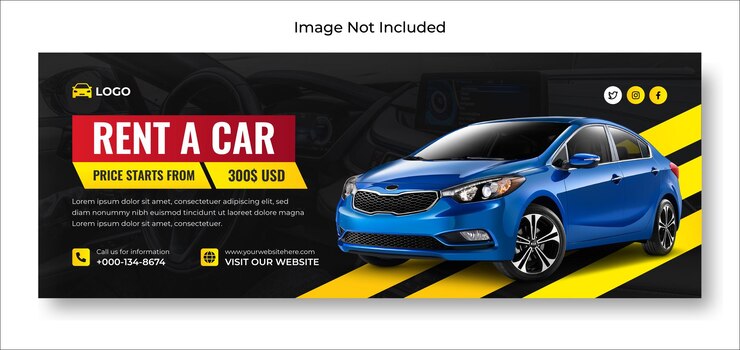 Autoverhuurpromotie sociale media Facebook omslagbannersjabloon Premium vector