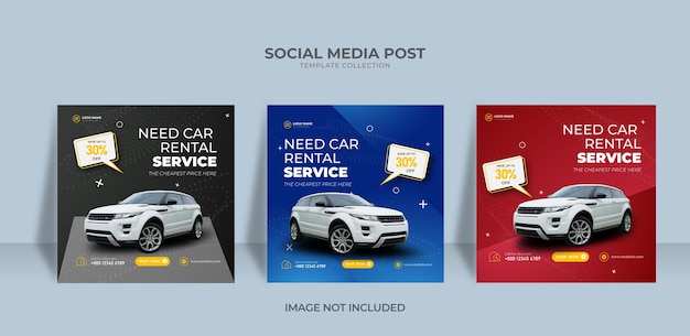 Autoverhuurservice instagram social media post-bannersjabloon nodig