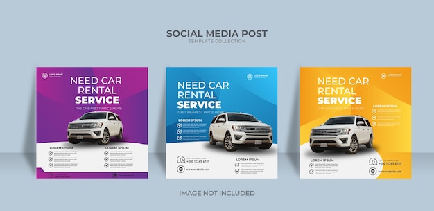 Autoverhuurservice instagram social media postbannersjabloon