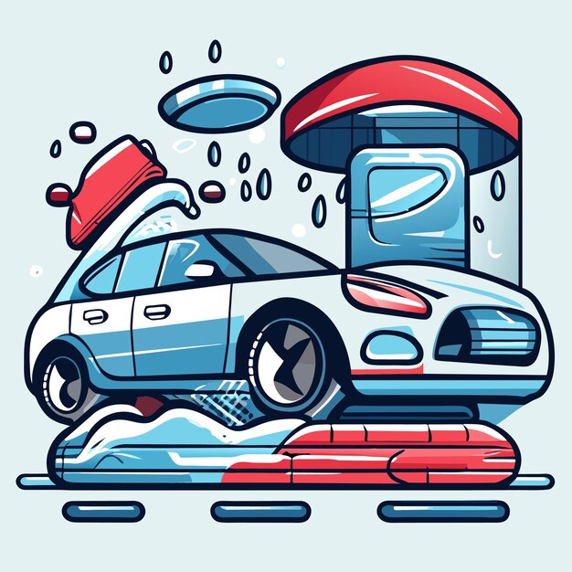 Autowassen doodle vectorillustratie