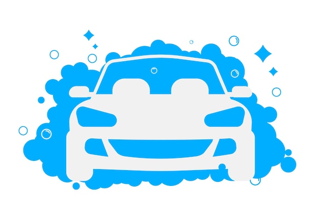 Autowasstation. carwash service icoon. reiniging van de motor en carrosserie. het transport is aan alle kanten schoon. uitgebreid wassen en reinigen van de auto in de wasstraat. wassen met schuim en water