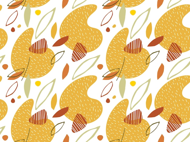 가을 추상 원활한 패턴 손으로 그린된 자연 유기 모양 낙된 엽 색상