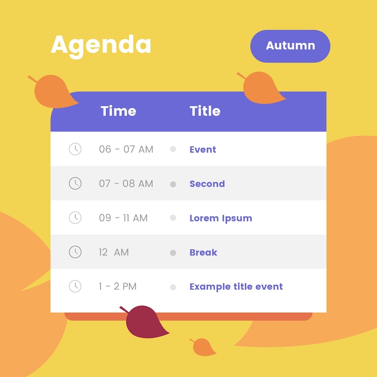 Vector autumn agenda