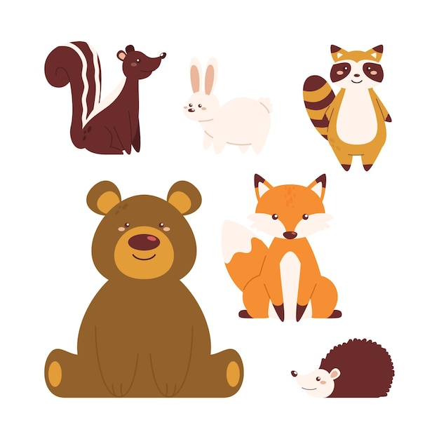 Vector autumn animals collection