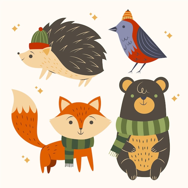 Vector autumn animals collection