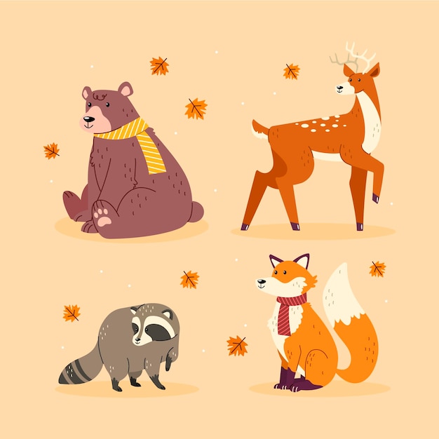 Autumn animals collection