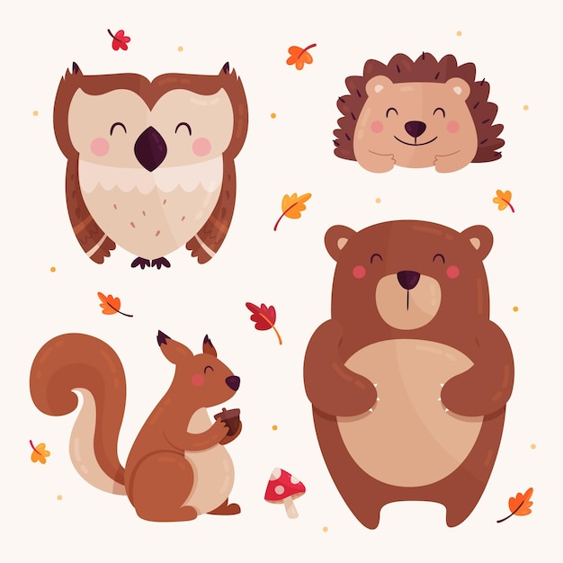 Autumn animals collection