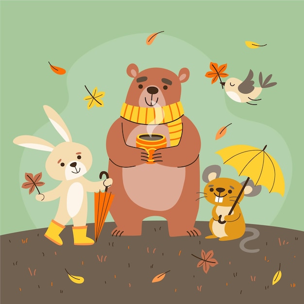 Vector autumn animals collection