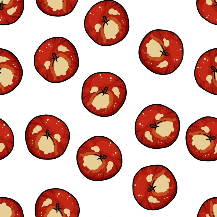 Vector autumn apples seamless pattern.