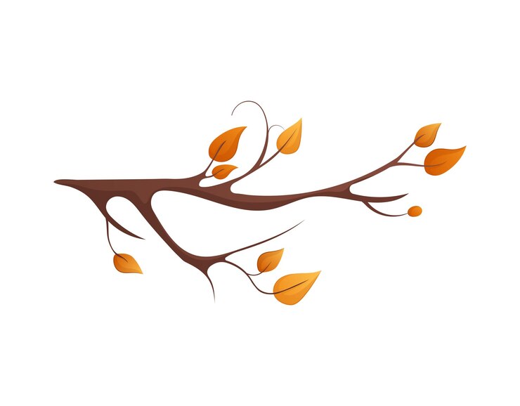 Vector autumn attribute of colorful set this branch adorned with orange leaves