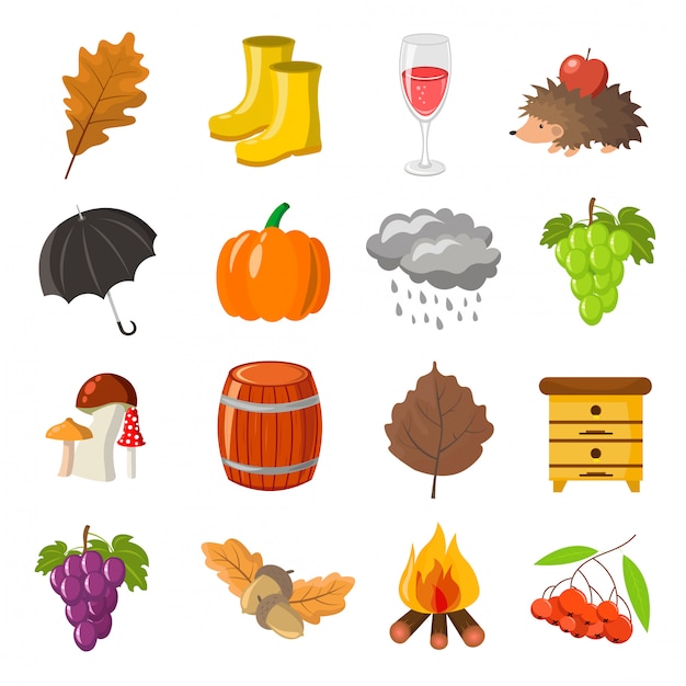 Autumn, back to school icons set.