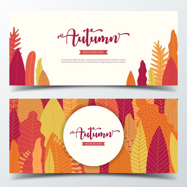 Vector autumn background banner layout template