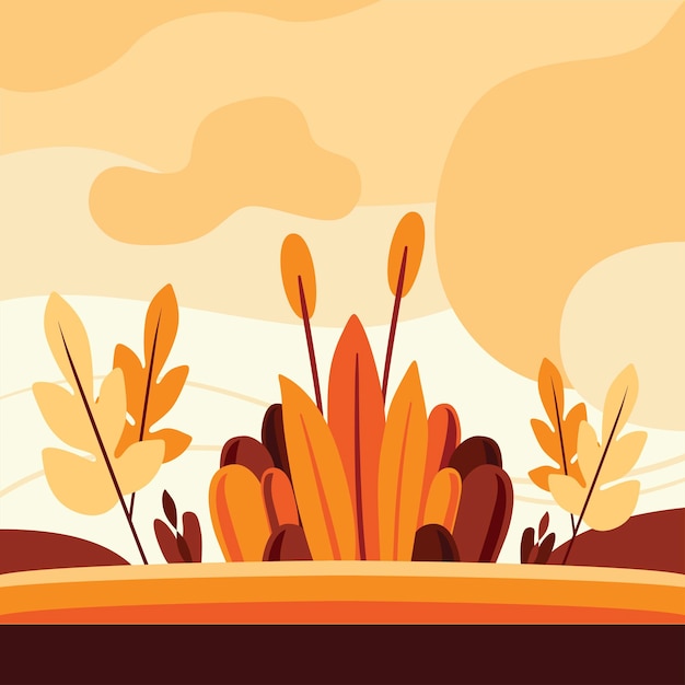 Vector autumn background bushes