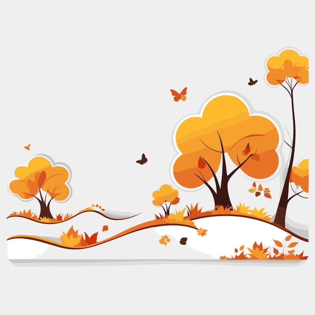 autumn Background cartoon vector on white background