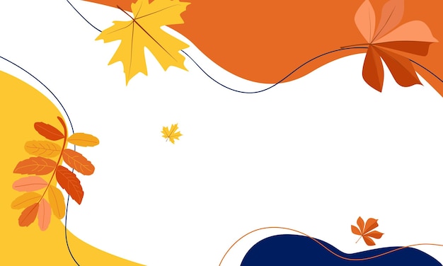 가을 배경 인물과 나뭇잎 복사 공간 템플릿 손으로 그린 그림