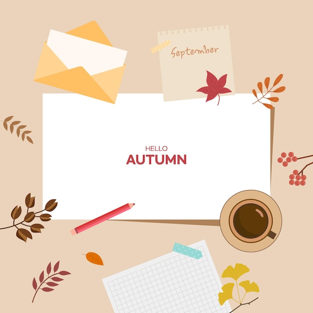 autumn background illustrationcoffee and notes