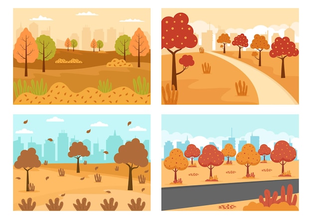 Autumn background landing page illustration