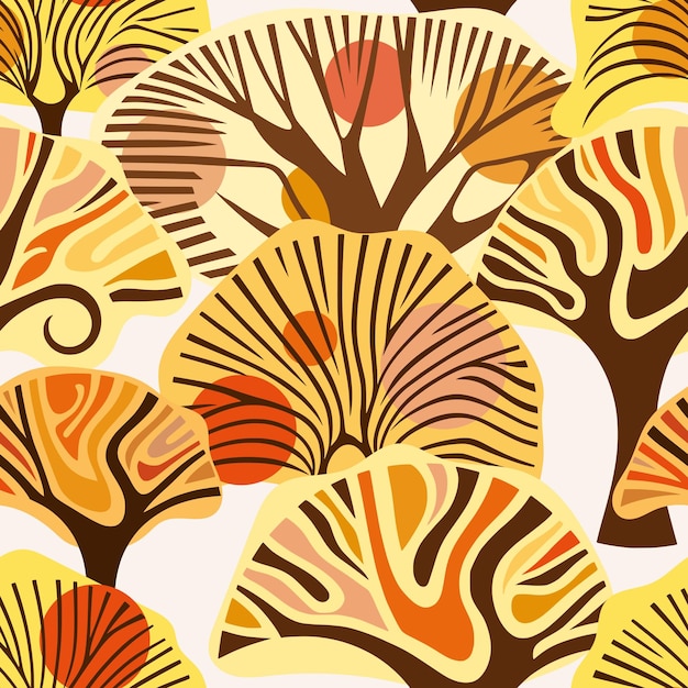 Autunno sfondo seamless pattern autunno alberi stilizzati