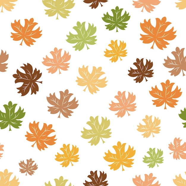 Осенний фон бесшовный узор из падающих красочных кленовых листьев на белом
