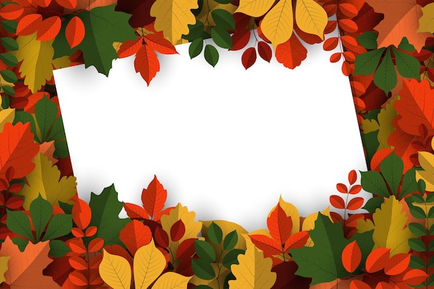 Autumn background with blank paper sign