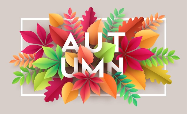 Vector autumn background with fall leaves