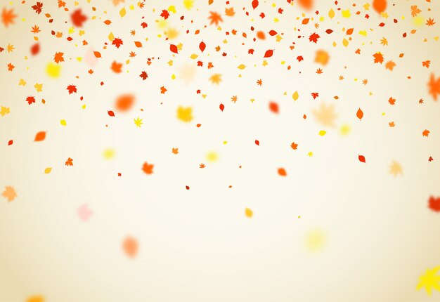 Vector autumn background with falling colorful leaves