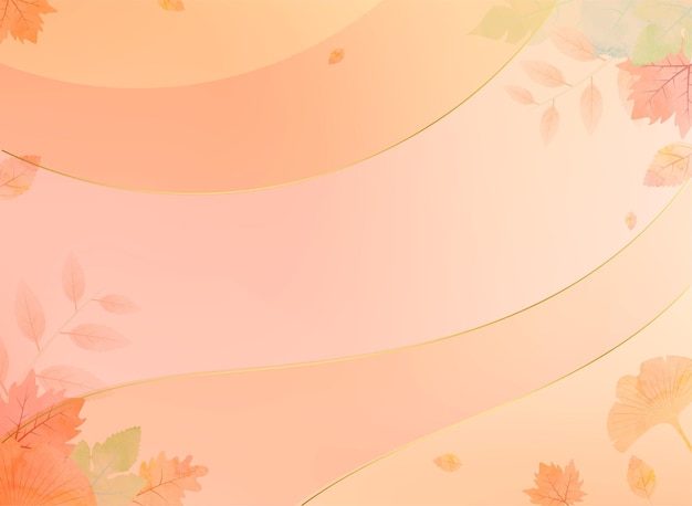 Autumn background with leaves and gold ribbon