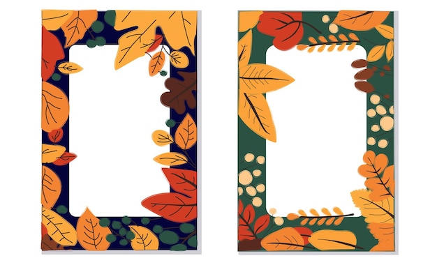 Autumn background with leaves vector illustration in flat style template for card banner poster