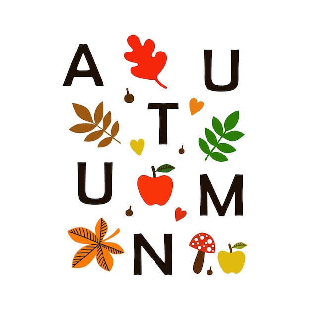 Autumn background with leaves Vector illustration Hello Autumn