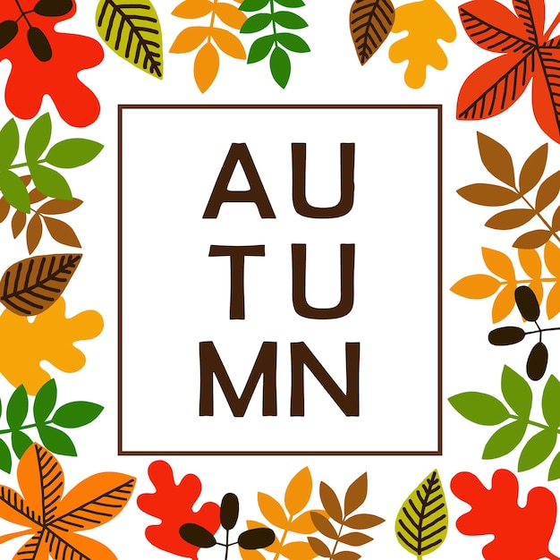 Autumn background with leaves Vector illustration Hello Autumn