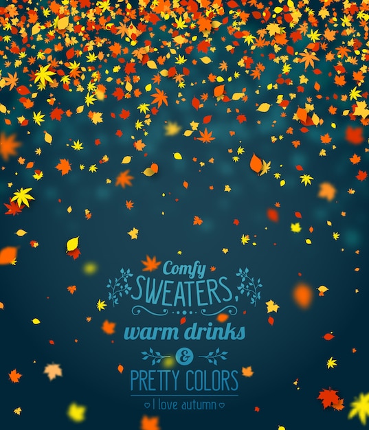 Vector autumn background with leaves