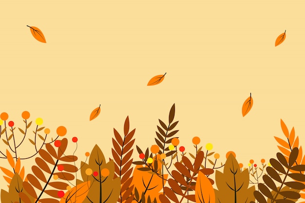 Vector autumn background with leaves