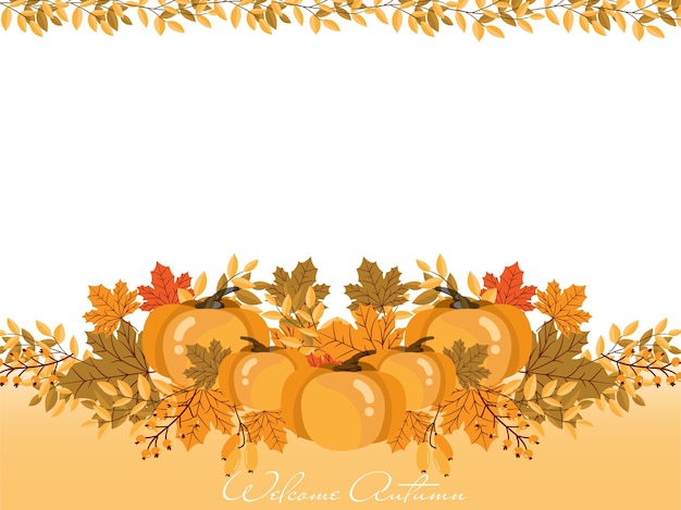 Осенний фон с приветственным текстом осени.
