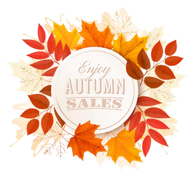 Autumn banner. Enjoy Sales. Vector.