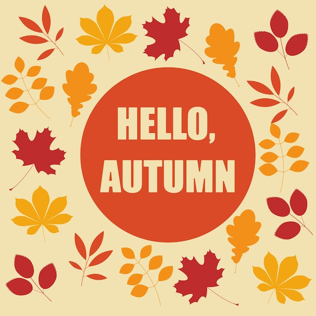 Autumn banner Hello autumn Warm colors cartoon vector illustration