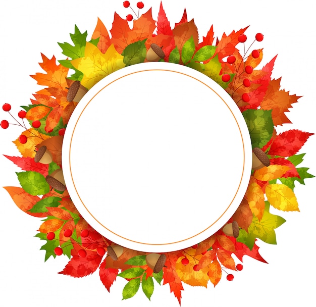 Autumn banner leaves with round paper