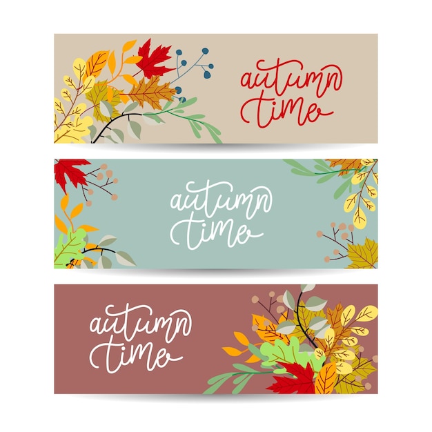 Banner autunnale set di tre pezzi