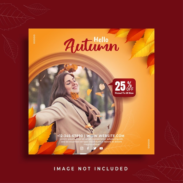 Vector autumn banner square flyer template