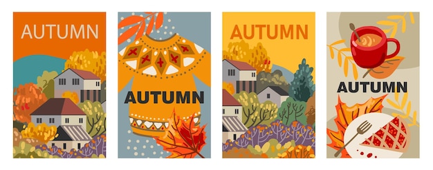 Vettore banner autunnale illustrazione vettoriale con umore autunnale