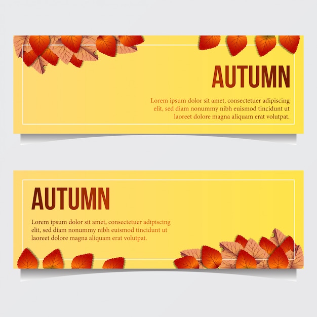 Vector autumn banner with leaves fall