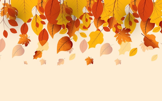 Vector autumn beauty falling leaves background